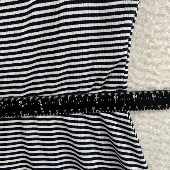 Copper Key Black White Striped Ribbed Knit Summer Mini A-Line Dress M Medium - Picture 5 of 8